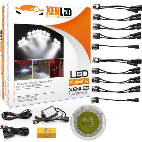 Pack feux de jour 10 Spots LED - x10 mini spots 20mm - 12 / 24V - 20W - Boiter de gestion inclus (1/5)