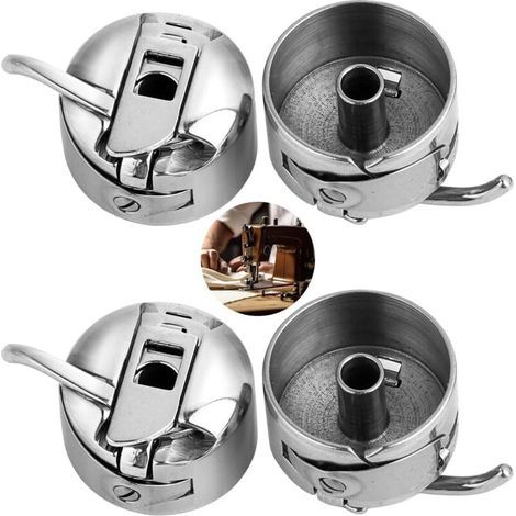 4 Pièces Boîtier de Canette Machine à Coudre, Boîtiers de Canette en Acier Inoxydable pour Machines à Coudre, Compatible avec Machines de Classe 15 à Chargement Frontal, Durable et Pratique (1/4)