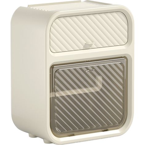 Wasserdichter, wandmontierter Toilettenpapierhalter mit Schublade, cremefarbene Badezimmeraufbewahrung (1/5)