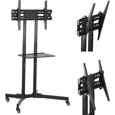 Yaheetech Supporto Carrello TV da Pavimento con Ruote Staffa Mobile Porta TV Schermi da 32 a 65 Pollici Plasma LCD LED Portata 50 kg Altezza Regolabile Gestione Cavi