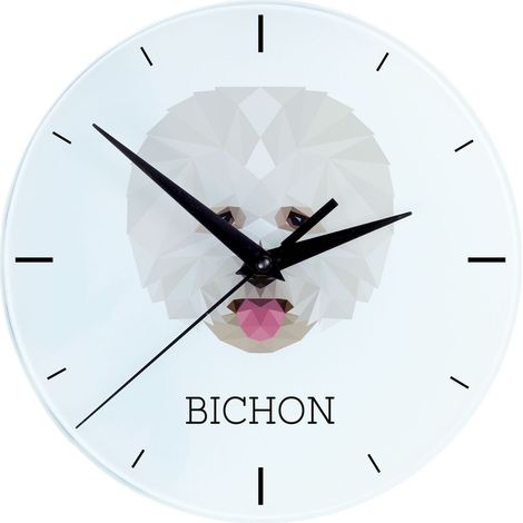 Bichon Frise, cane di Tenerife - orologio da parete geometrico con foto e iscrizione di Art-Dog (1/4)