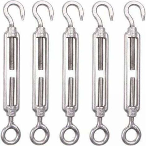 Lot de 5 M6 Tendeur Cable Inox 6mm Tendeur Cloture Crochet Tendeur 304 en Acier Inoxydable Réglable Tendeur Grillage pour Corde Cable Fil à Linge Jardin Grillage (1/5)