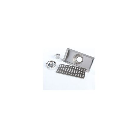 Griglia di scarico rettangolare in acciaio inox per bagno, doccia e cucina, 20x10 cm - Crezuo