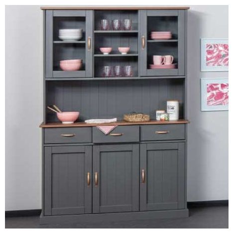 Buffet vitrine Luzerna 3 portes et 3 tiroirs – Couleur gris et marron – Style moderne – Matériaux de haute qualité – Inter Link (1/5)