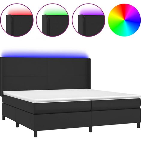 Maison Exclusive - Sommier à lattes de lit matelas LED Noir 200x200cm Similicuir (1/5)