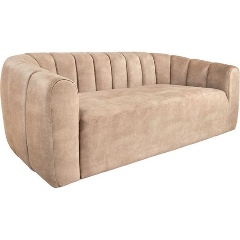 Gerades Sofa MYSTRO beige – Designersofa aus Samt mit Armlehnen (1/5)