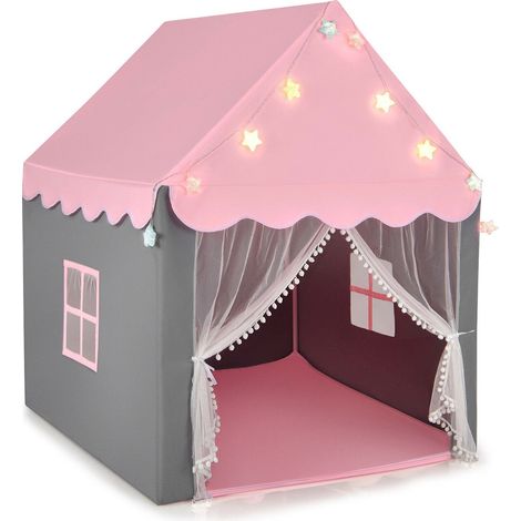 Kids playhouse tent with star lights and mat - pink 227458876 227458876 227458876 (1/5)