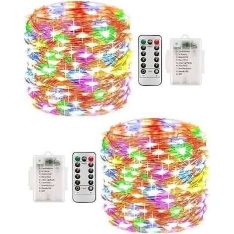 Guirlande Lumineuses- 2 10M 100 LEDs - Extérieur - Pile - Multicolore (1/4)