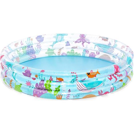 Pataugeoire Gonflable pour Enfants Trois Anneaux Deep Dive - 152 cm x 152 cm x 30 cm - Multicolore (1/5)