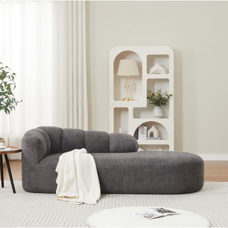 Chaise longue in ciniglia antracite, senza braccioli, 204 x 87 x 66 cm DESVIAE (1/5)