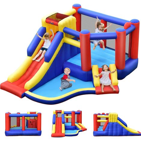 Costway – Château gonflable 3,65m x 3m x 1,82m – 2 toboggans, piscine à balles, mur d'escalade – Pour 3-4 enfants jusqu'à 120kg