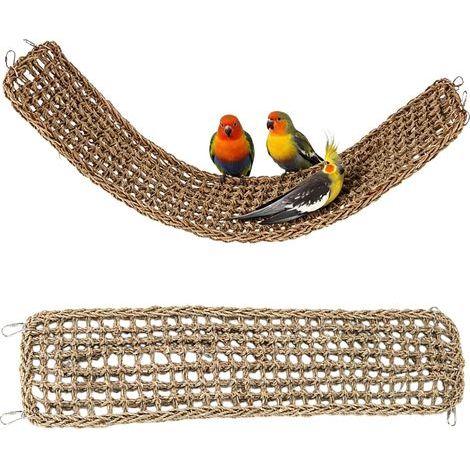 100 x 18 cm - Hamac en jonc de mer : hamac pour cochon de mer, filet d'escalade, hamac à oiseaux avec crochet, accessoire de cage à oiseaux, pour cage à oiseaux et animaux domestiques (1/5)