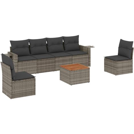 Maison Exclusive - 7-tlg. Garten-Sofagarnitur mit Kissen Grau Pol