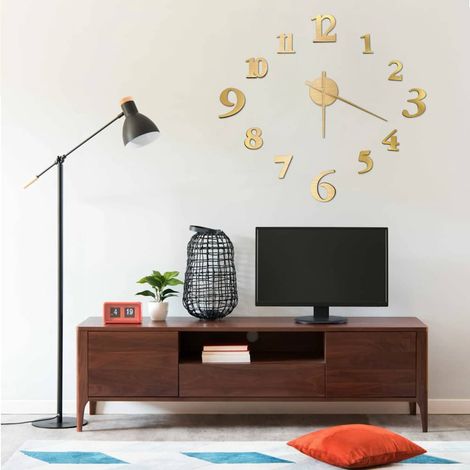 Horloge murale 3D dorée 100 cm XXL en EAV, design moderne - PANGIVO (1/5)