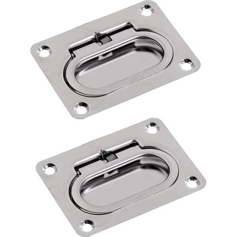 (76 x 57mm)Argenté Lot de 2 poignées de trappe de bateau en acier inoxydable pour bateau (1/5)