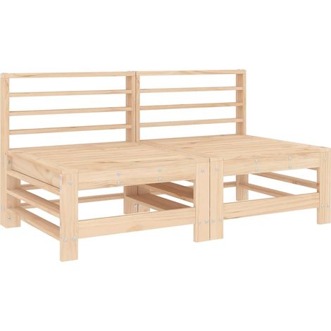 Maison Exclusive - Garten-Mittelsofas 2 Stk. Massivholz Kiefer