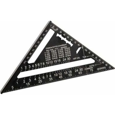 180 mm (7 Zoll) Aluminium-Dreieck-Winkelmesser, multifunktionaler Zimmermannswinkel, 45-90 Grad Messwerkzeug (metrisch) - Crezuo