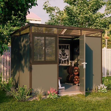 Caseta de Jardín Sucre, Suelo Antideslizante, con Lucernario, Modular y Componible, Techo 1 Agua, Material de Techo Plástico (1/3)