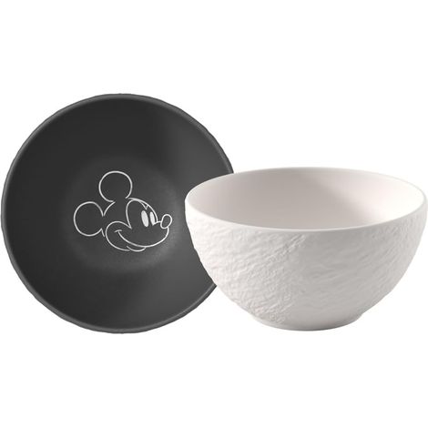 bol à céréales, 2 pièces, noir/blanc, résistant au lave-vaisselle/micro-ondes, look ardoise avec décor à la craie (1/5)