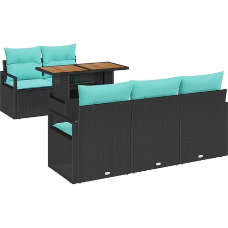 Maison Exclusive - Set Divano da Giardino con cuscino 6 pcs Nero e blu