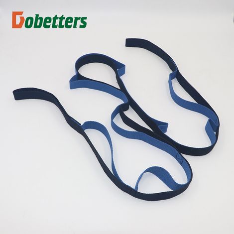 Set di fasce elastiche blu per yoga, fisioterapia e ginnastica. Fasce non elastiche adatte per pilates, danza e ginnastica.