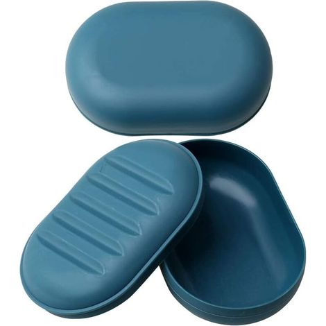2 pièces porte-savon de voyage, bleu marine conteneur de savon en plastique douche boîte à savon porte-savon avec couvercle pour salle de bain voyage