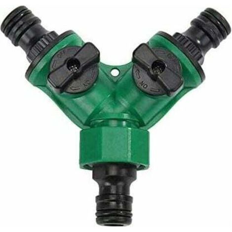 Distribuidor de manguera bidireccional en Y de 3/4", divisor de agua para todos los grifos, universal, ajustable. (1/5)