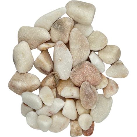 BIG BAG de +/- 1000Kg Galet de Marbre Rose du Portugal (Blanc et Blanc Rosé) Ø 15/25 mm - Livraison PREMIUM (1/4)