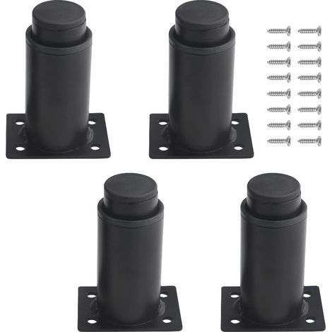 Lot de 4 - Pied de meuble - Support réglable - Acier robuste laqué noir - Pour table lit canapé armoire - Hauteur 8 cm-12 cm (1/5)