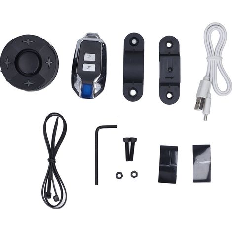 Alarme vélo avec feu arrière sans fil antivol, alarme de sécurité vélo/moto avec volume sonore élevé, système d'alarme de sécurité vélo noir avec télécommande unique
