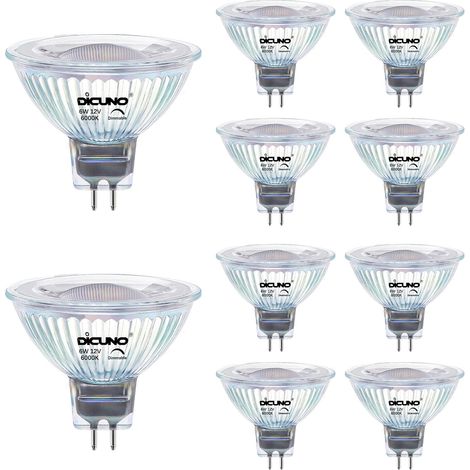 Ampoule LED GU5.3 MR16 Dimmable, 6W équivalent 60W, 12V Basse Tension, 420lm, Blanc chaud 2700K, Spot LED 40°, Ampoule GU5.3 encastrable, Éclairage intérieur, Lot de 6