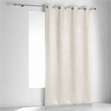 Rideau ignifugé non feu M1 en velours fiore Ecru 140x260 cm