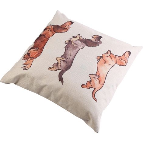 Housse De Coussin Chien Teckel - Lin Doux Fermeture Éclair Invisible - Décoration Canapé Chambre - 45x45cm (1/2)