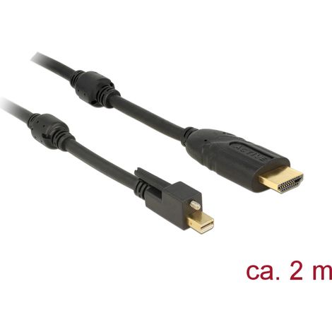 Cable mini DisplayPort 1.2 macho con tornillo HDMI macho 4K Activo negro 2 m