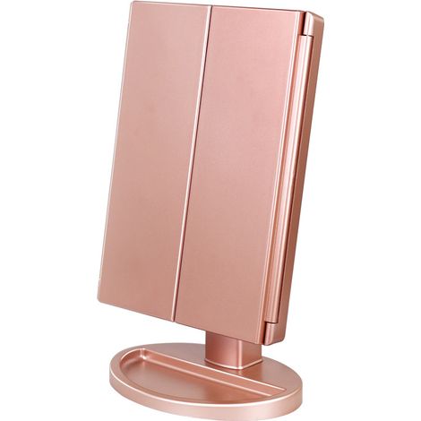 Miroir de Maquillage avec lumière LED grossissement 1x/2x/3x/10x Miroir Pliable à 3 Volets (1/4)
