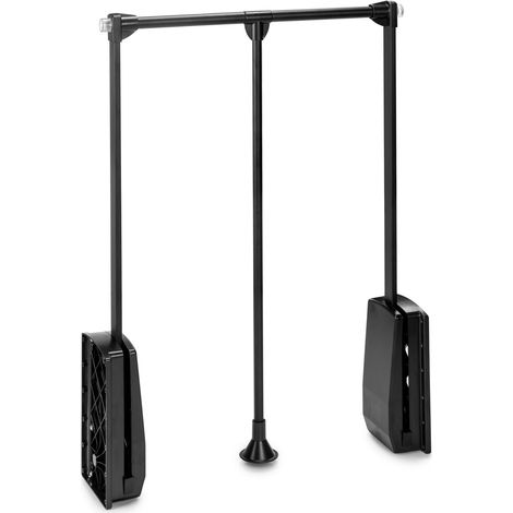 Emuca Appendiabiti per armadio Hang, larghezza regolabile 450-600 mm, Acciaio e Tecnoplastica, Verniciato nero