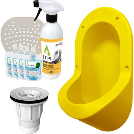 Urinoir sans eau encastrable TI'PI jaune + kit valve parachute + pack entretien