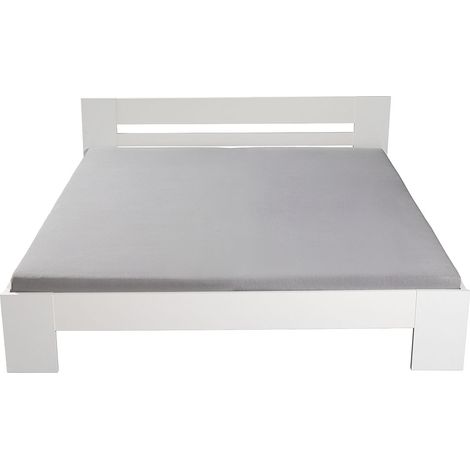 Lit adute en bois coloris blanc - longueur 204 x profondeur 186 x hauteur 71 cm (1/3)