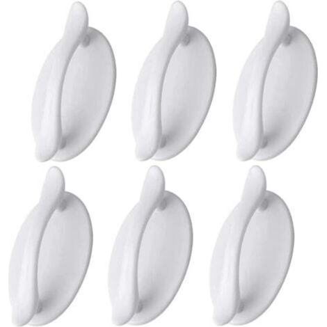 Set of 6 white self-adhesive door handles - Plastic - For doors, windows, and cabinets