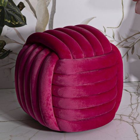 Dmora - Puf Bozzente, Sillón multiusos, Banco de cabecera, Puf reposapiés, 45x45 h45 cm, Fucsia (1/5)