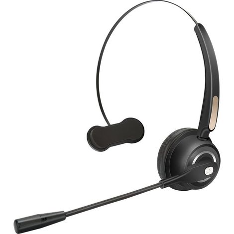 Casque Bluetooth sans fil avec microphone et réduction de bruit pour chauffeurs routiers et centres d'appels, noir (1/5)