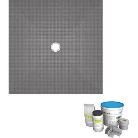 Receveur de douche à carreler 90 x 90 WEDI Fundo Primo carré écoulement centrée + kit d'étancheité
