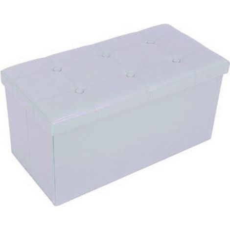TrAdE Shop Traesio - Pouf Scatola Contenitore Rettangolare Similpelle Cassapanca Poggiapiedi Colore - Bianco (1/3)