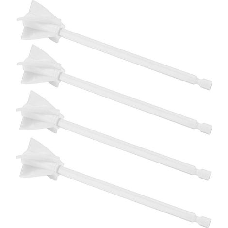 4-teiliges Set Mischpaddel aus Harz, starke und gleichmäßige Mischung, 5 Flügel, wiederverwendbar, für Farbmischer, Bohrmaschinenaufsatz, weiß (1/5)