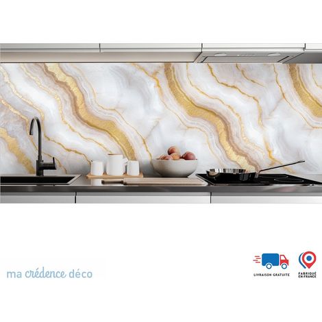 Crédence : Marbre blanc et doré 4 - Alu composite - 60 - 120 (1/3)