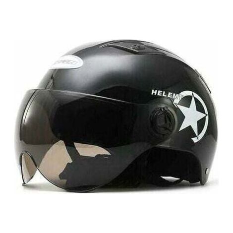 Moteur électrique pour casque de scooter et vélo - Visage ouvert - Demi casquette de baseball - Anti-UV - Sécurité - Noir (1/4)