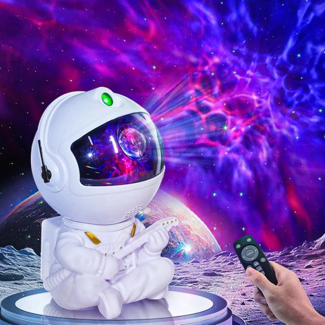 Lampe projecteur galaxie astronaute, lampe étoile, veilleuse LED avec minuterie et télécommande (blanche) (1/5)