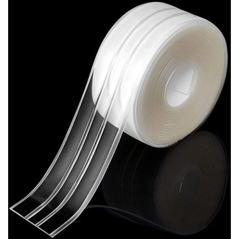 Kitchen Caulking Tape, Bathroom Wall Sealing Strip, Double Fold Joint, Mold Strip with Waterproofing, for Kitchen Sink 3.8 x 320cm, Transparent (1/5)