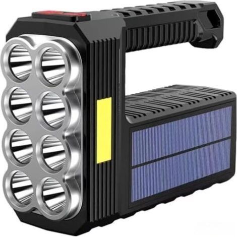 Mega Power Solar-Taschenlampe mit 8 LEDs, tragbare, wiederaufladbare Super-Leuchte, leistungsstarke Arbeitsausrüstung für das Leben (1/5)