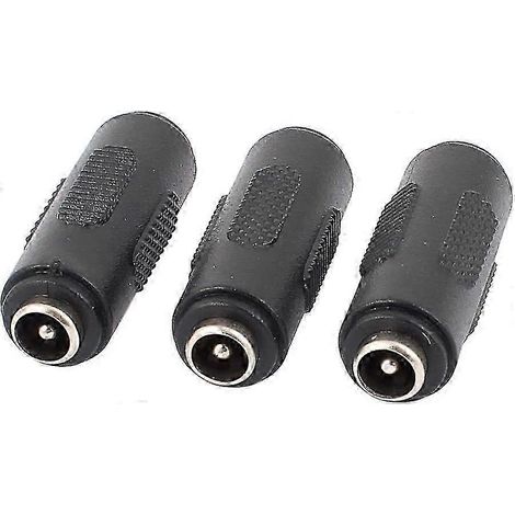 Lot de 3 connecteurs adaptateurs femelles-femelles noirs pour alimentation CC (1/4)